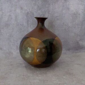 Elegant Brown and Gold Ceramic Vase